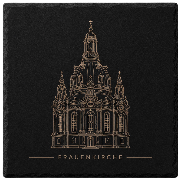 4er Set Schieferuntersetzer Frauenkirche, rechteckig
