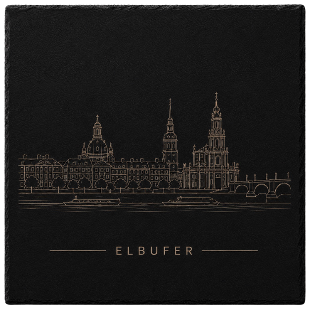 4er Set Schieferuntersetzer Elbufer, rechteckig