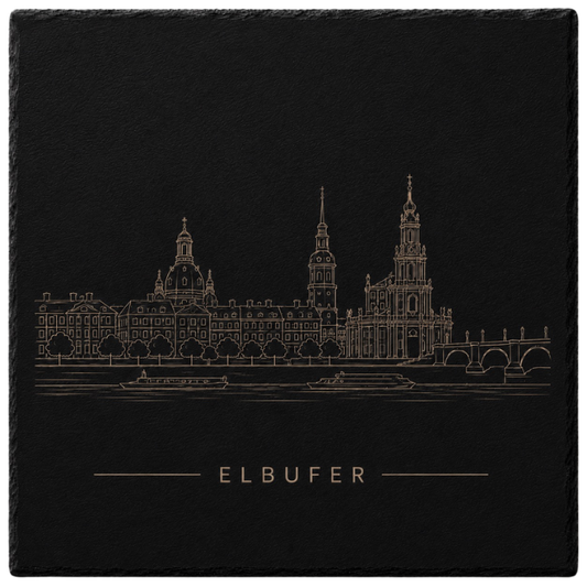 4er Set Schieferuntersetzer Elbufer, rechteckig