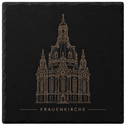 4er Set Schieferuntersetzer Frauenkirche, rechteckig