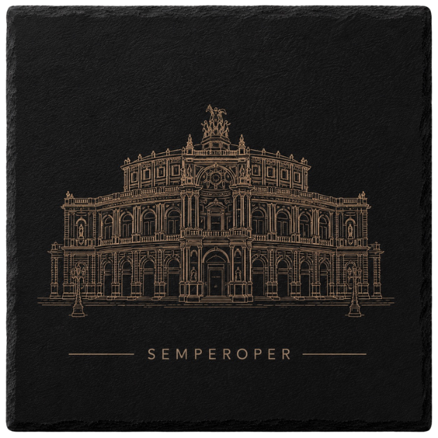 4er Set Schieferuntersetzer Semperoper, rechteckig