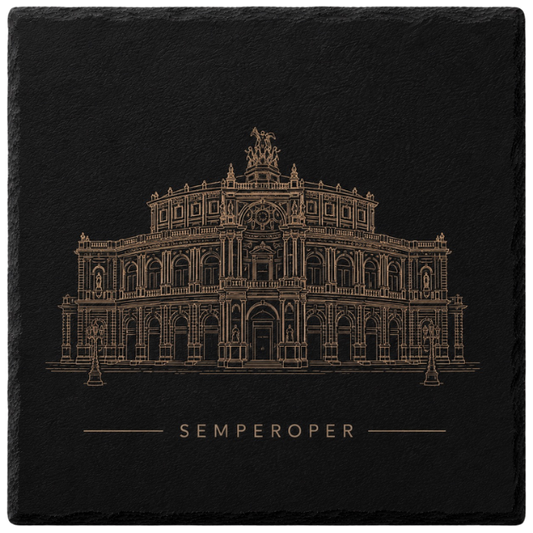 4er Set Schieferuntersetzer Semperoper, rechteckig