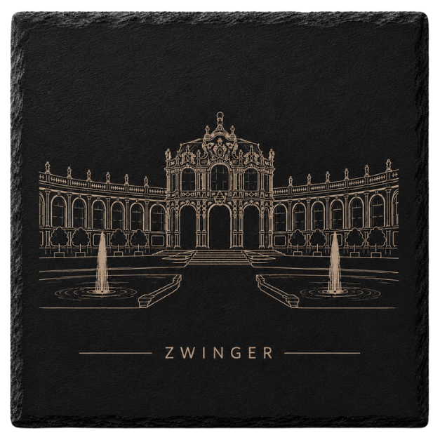 4er Set Schieferuntersetzer Zwinger, rechteckig